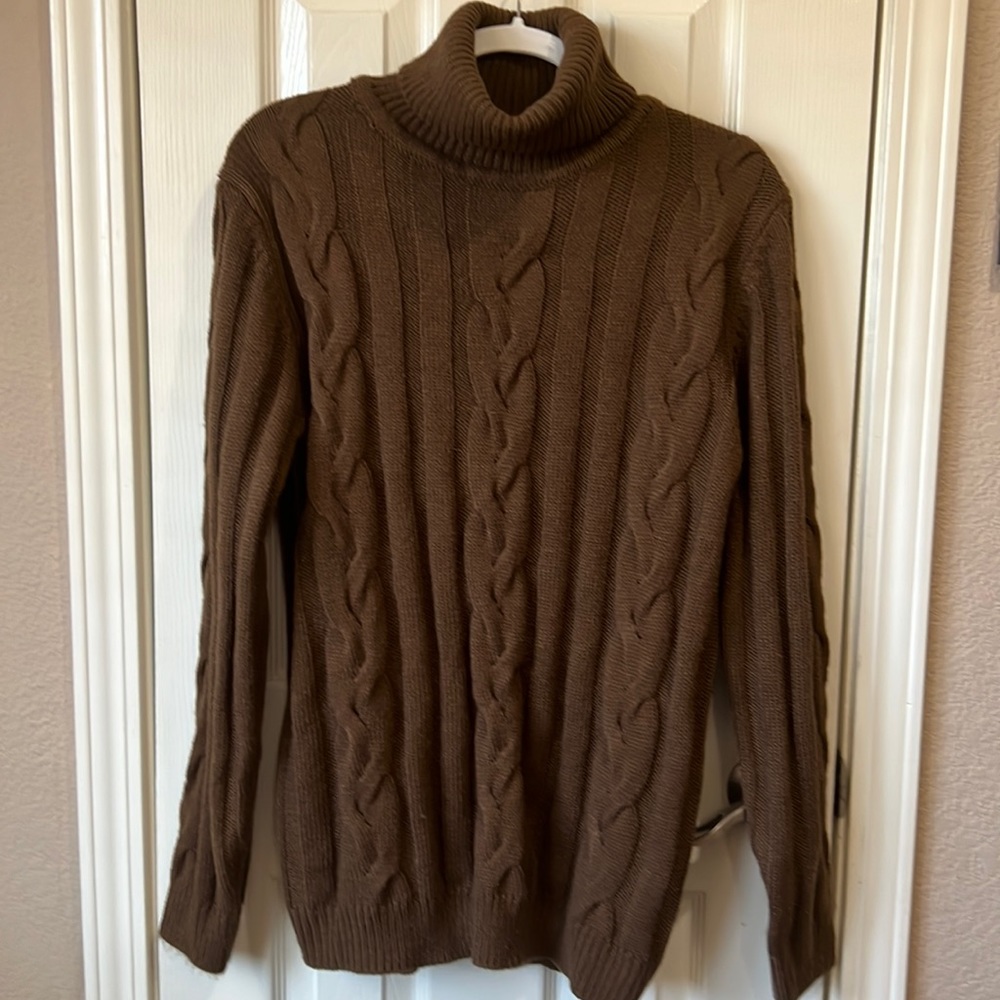 PJ PAUL JONES Men's Cable Knit Turtleneck Pullover Sweater Thermal Size Medium